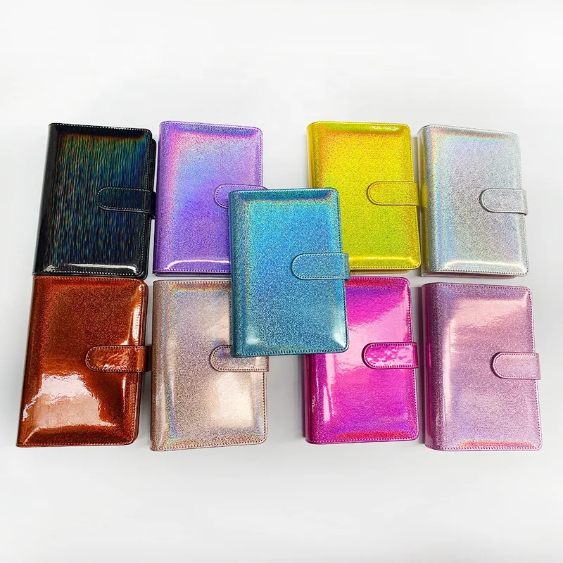 Holographic A5 PU Leather Budget Binder Refillable Cash Envelope A6 Budget Planner Cover Binders Notebook