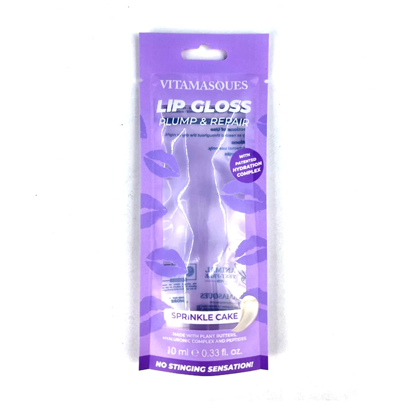 Digital Printing Custom with Euro Hole Three Side Seal  Pouch Smell Proof Mylar Bag for Lip Gloss Packaging Bag