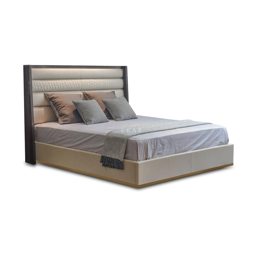 Italian Velvet Premium Bedroom Furniture letto lit bett Leather High Headboard Bed Metal Base King Size Bed Frame (1600332126985)