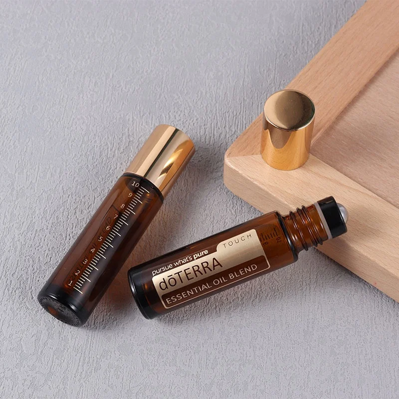 10ml Amber Glass Graduated Spray Roll On Bottle with Glass Eye Dropper Empty Essential Oil Perfume Cosmetic doterra Bottle