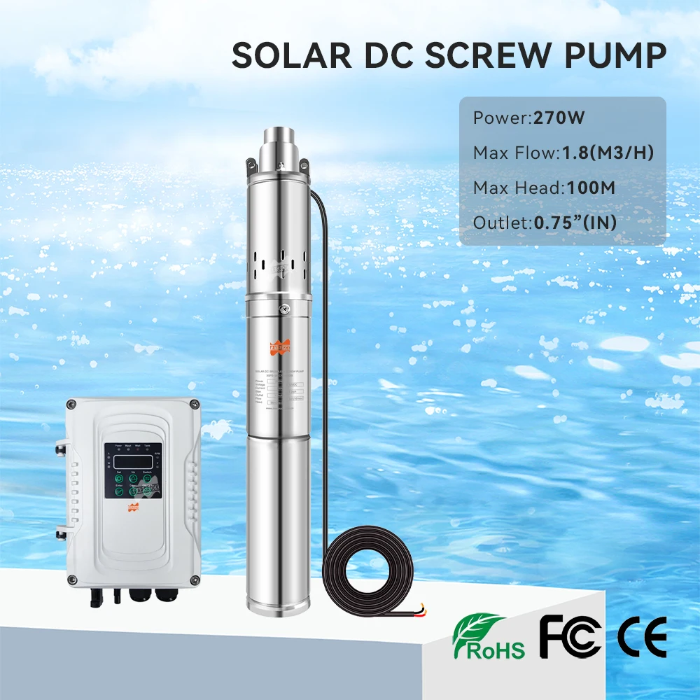 Latest Style Head 30M 80w DC24v Screw Pump DC Pump Solar Water For Deep Well With Solar Mppt Controller for Irrigation