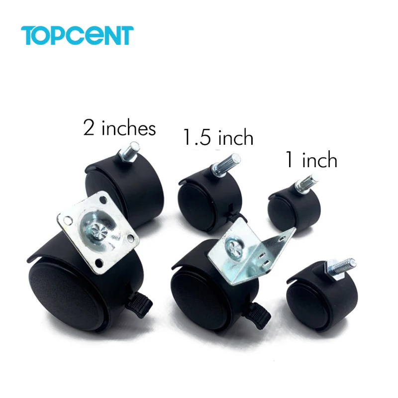 Topcent ролики для мебели по оптовой цене 2 дюймов черный нейлон офисного кресла поворотный мебель