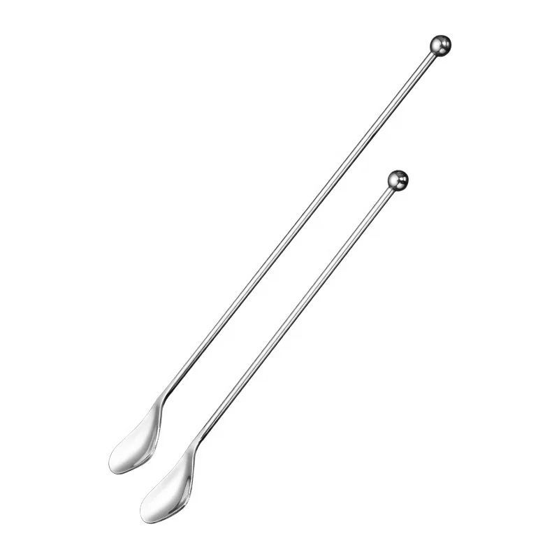 Reusable Small paddles stainless steel coffee beverage stirrers stir mixing metal swizzle stick cocktail pick pin