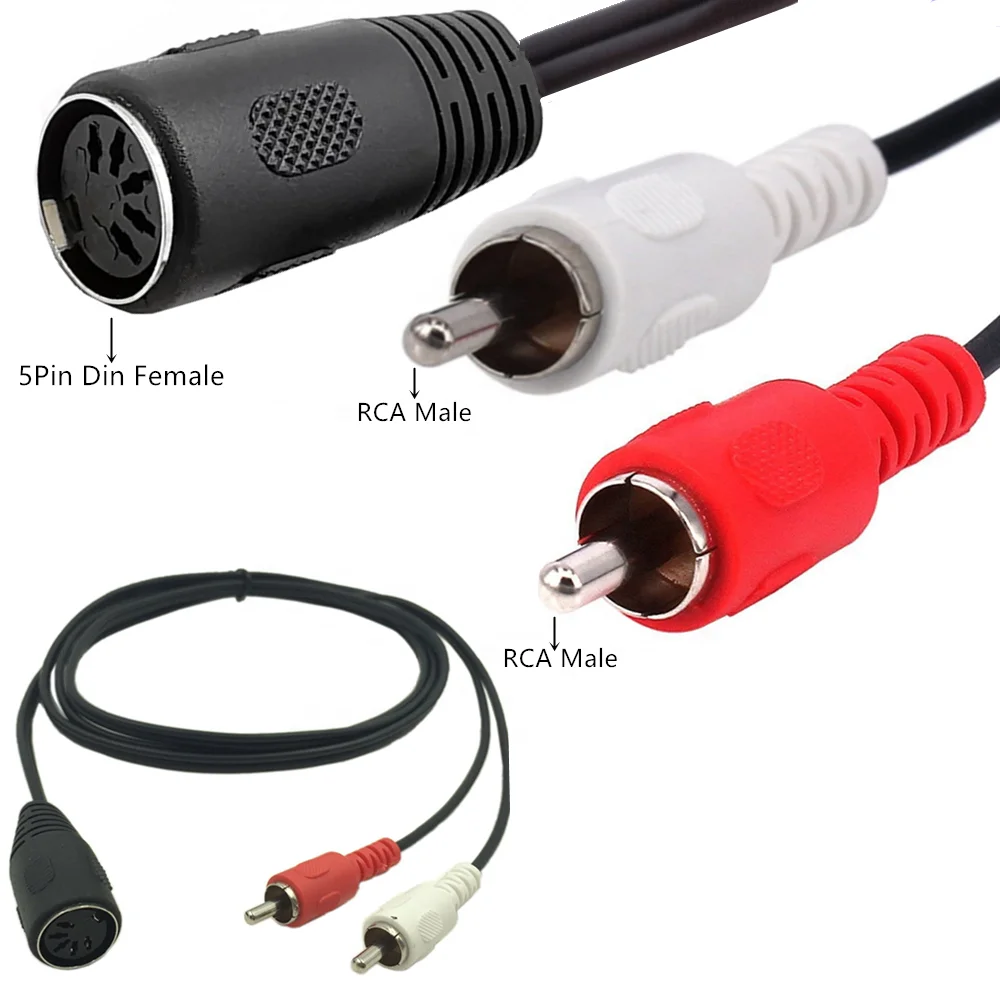 ERE 5-Pin Din Female to 2 RCA Male Audio Adapter Cable for Electrophonic Bang & Olufsen, Naim, Quad.Stereo Systems