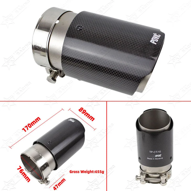 Akropovic Acrapovic Akapovic Carbon Fiber Stainless Steel Dual 60mm 80mm 2 Inch Inlet Muffler Exhaust Tip for BMW Audi Universal