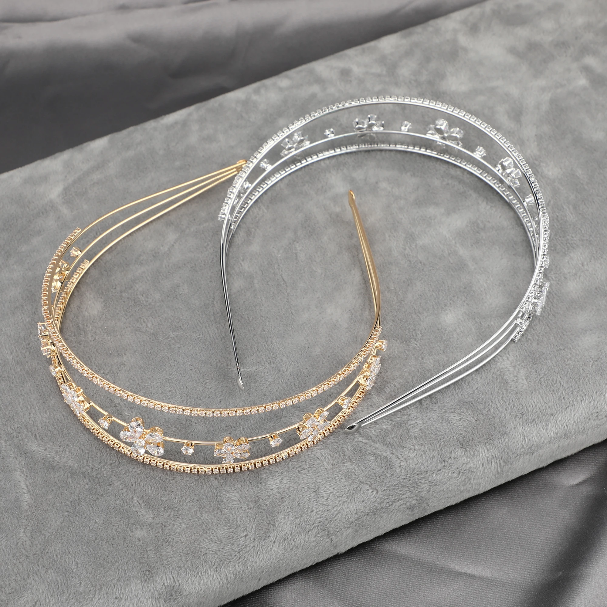 Platinum Plated/24K Gold Plated Zircon Luxury Bridal Headpieces Hair Accessories in Hairbands Women Metal Headband Head Bands