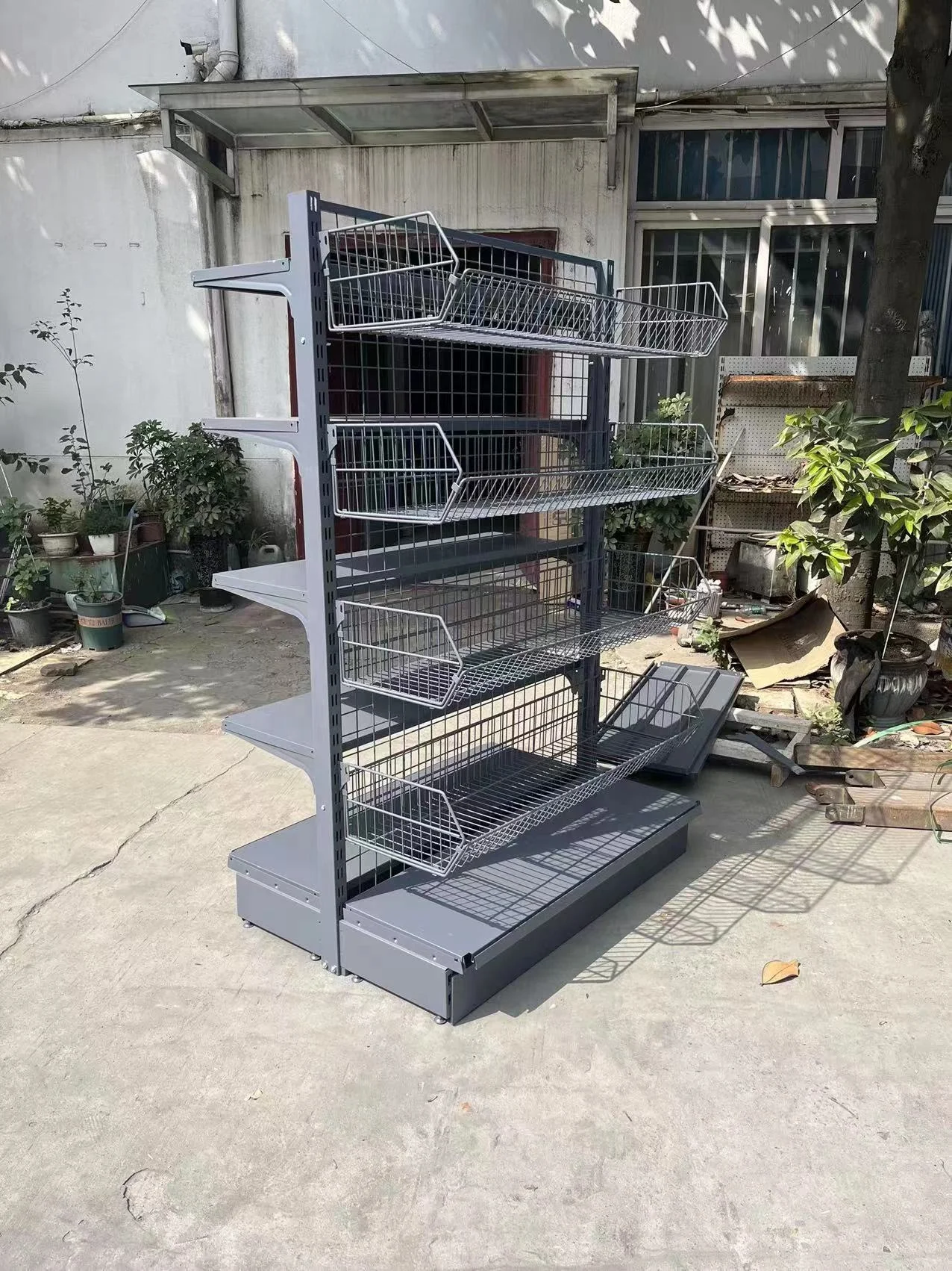 Double-sided Metal Gondola Shelves Racks Supermarket Shelves Shop Display Stand For Supermarket Retail And Convenience Stores