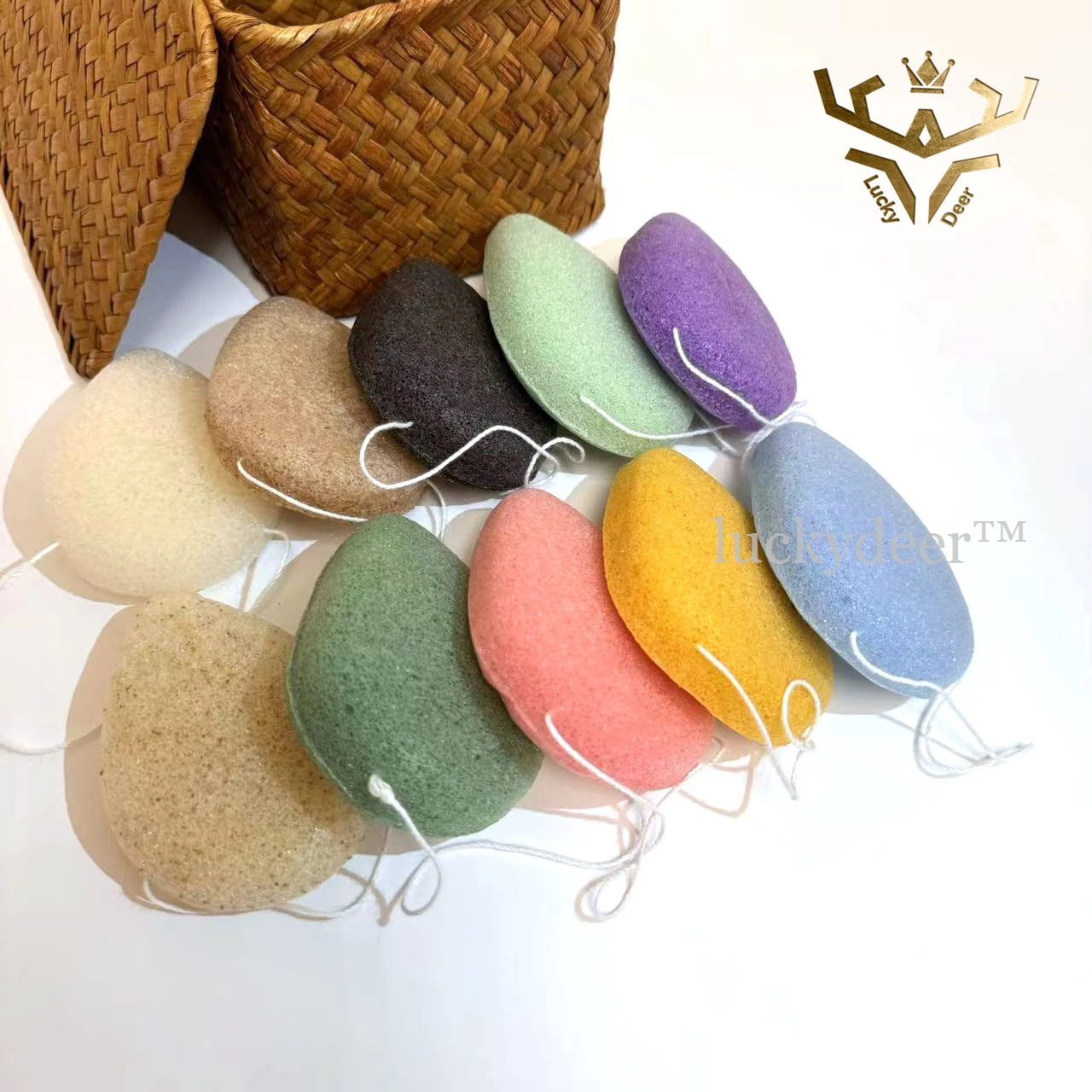 Biodegradable Natural Facial Washing Konjac Sponge Makeup Removing Puff Body Exfoliating Scrubbing Charcoal Cleansing Sponge