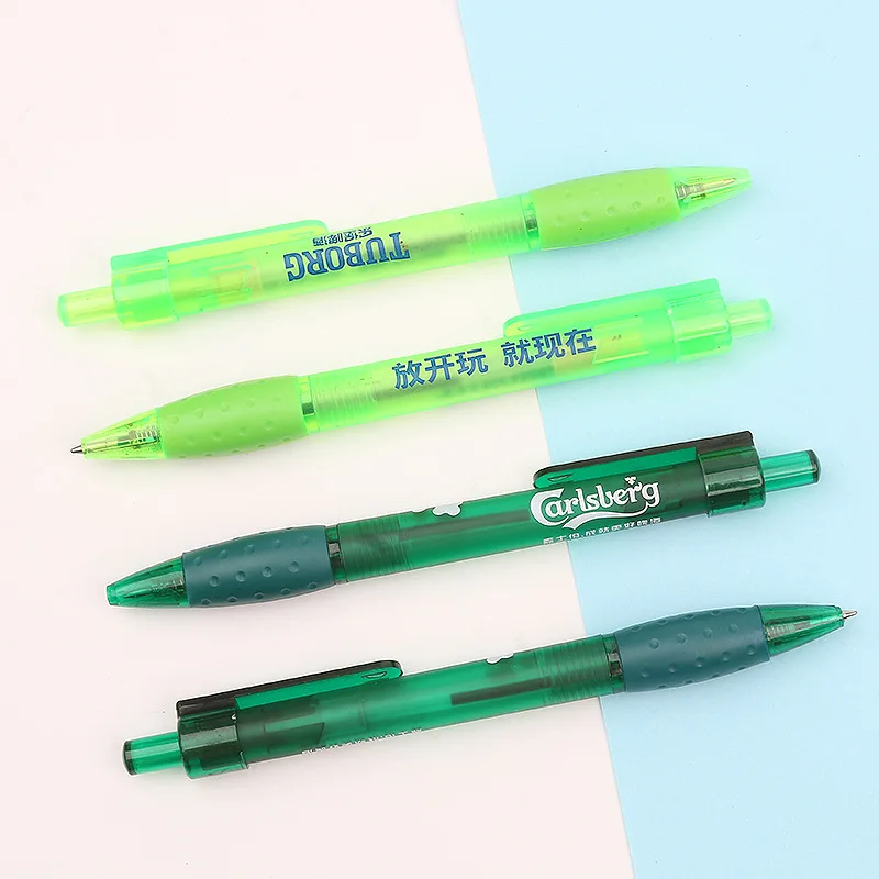 Restaurant medicine promotional gift premium green plastic ballpoint pen with custom logo printed