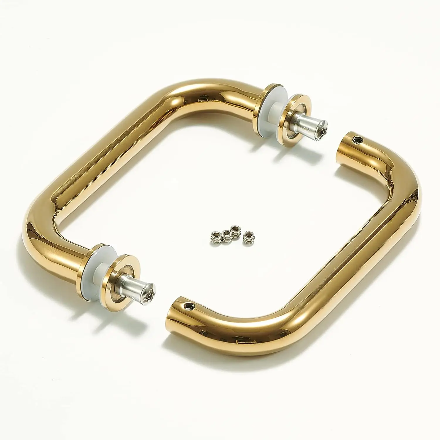 Foshan shower room handle 1 inch stainless steel round tube L-shaped handle glass door handle