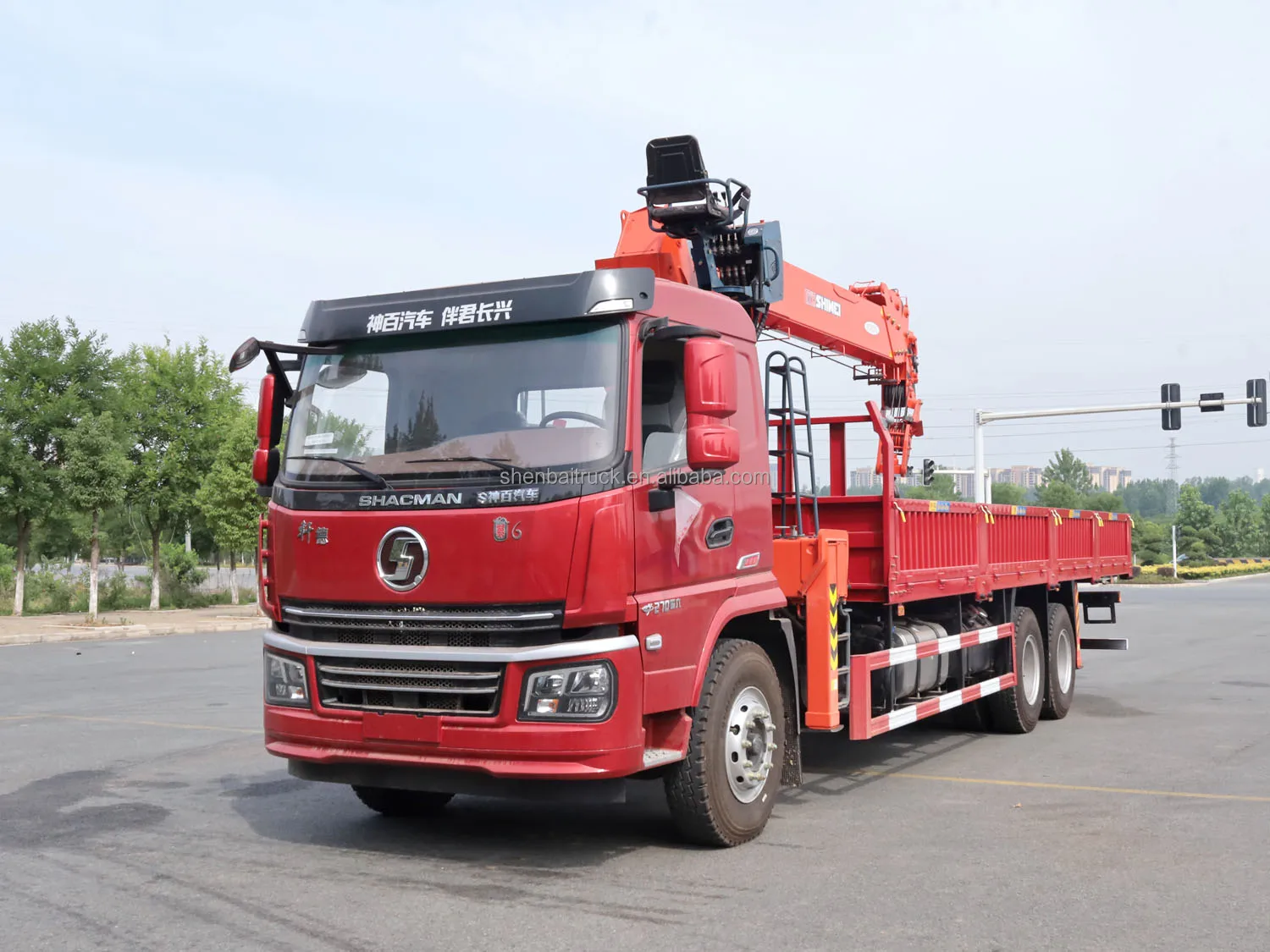 hot sale 6x4 truck with Shenbai 10 ton hydraulic telescopic boom crane