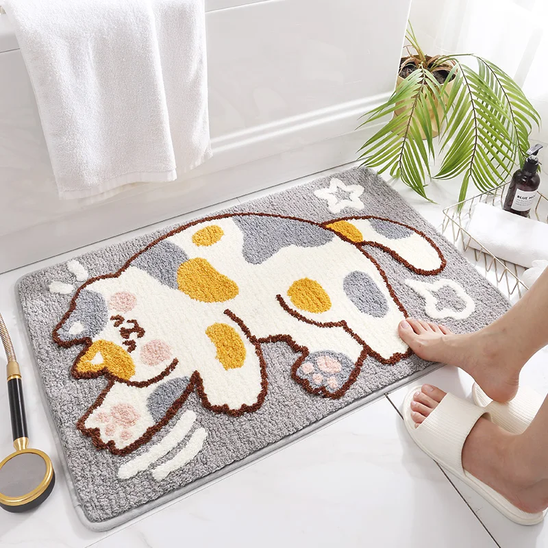 DAJIANG cute bear flower bath mat High-fleece absorbent non-slip TPR bottom floor mat