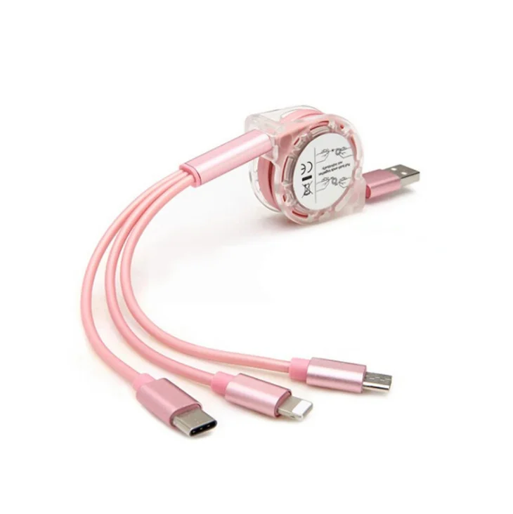  3 в 1 Выдвижной зарядный кабель micro usb Автоматический свернутый растягивающийся