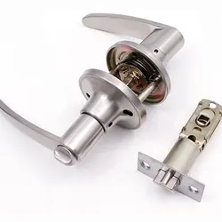 Indoor bedroom Mute Room Door lock Gold bathroom Wooden door handle Household simple stainless steel three-bar lock