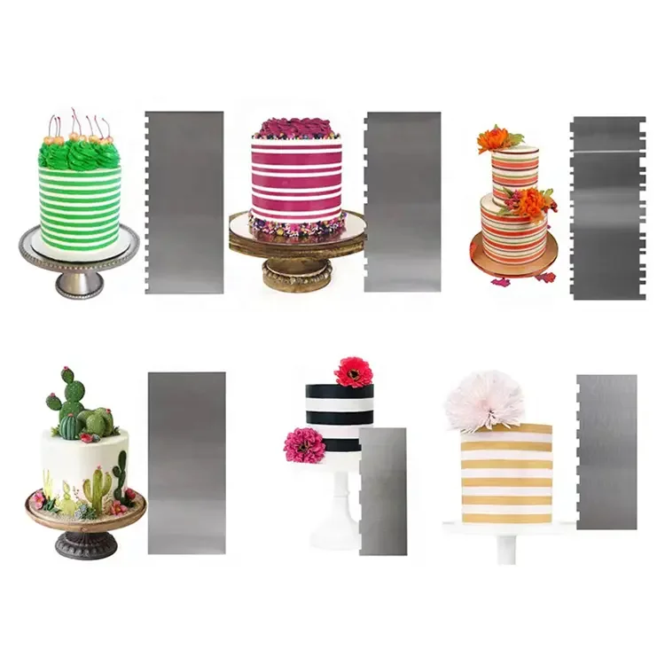 Stainless Steel Cake Scraper Metal Scraper Comb Cream Smoother Cake Decorating Tools