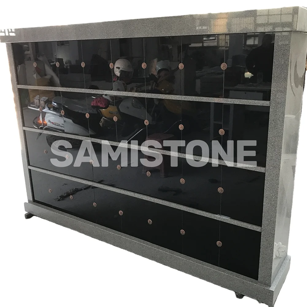 Columbarium Niche Wall Supplier China Headstone Monuments Manufacturer Black Grey Granite Outdoor Garden Design