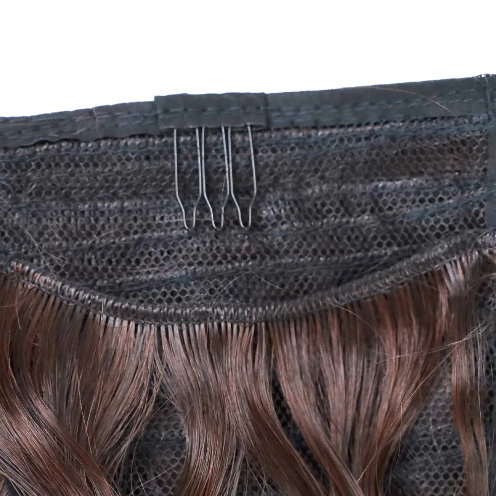 Wholesale Clip In Synthetic Ponytail Heat Resistant Fiber Hair Extension Wrap Around Hairpiece Curly Straight Pony