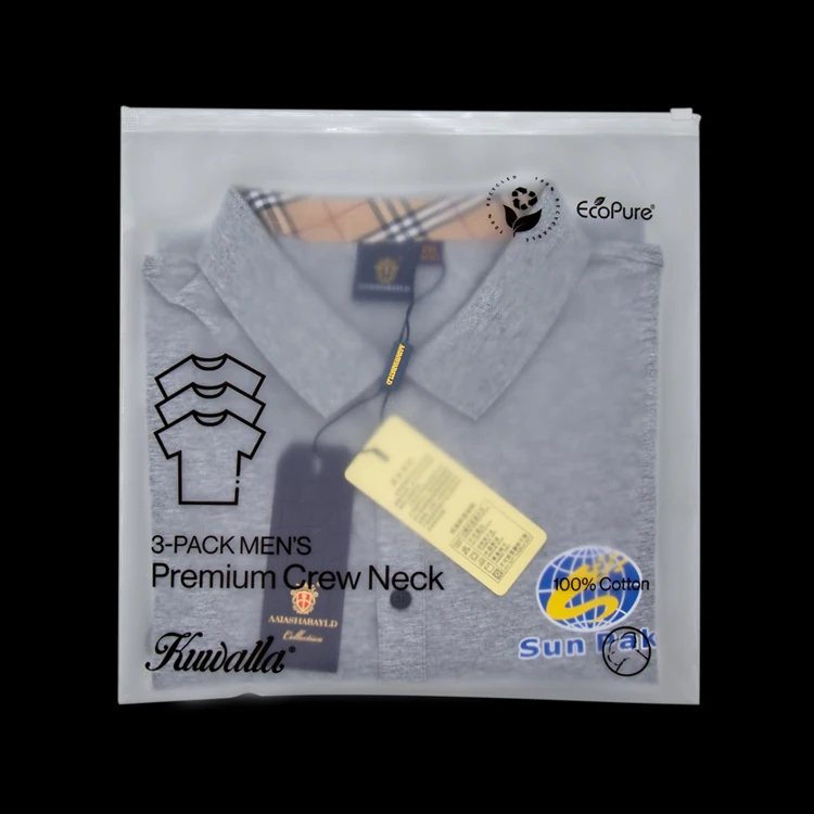 unique zip lock vinyl zipper pouch waterproof bag small biodegradable frosted zipper plastic packaging for clothes