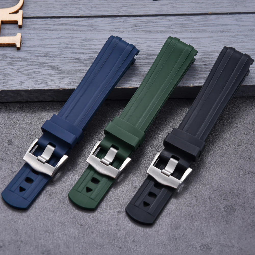 JUELONG 20 мм изогнутый конец FKM резиновый ремешок для часов SM стиль Замена для Seamaster 300 спортивные фторэластомерные часы ремешок на запястье