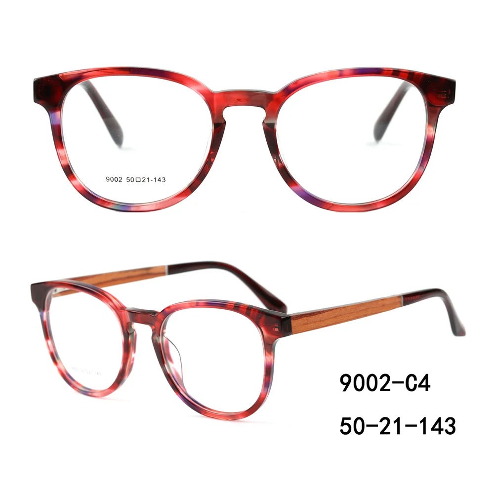 9002 latest women men oval optical acetate wooden spectacles