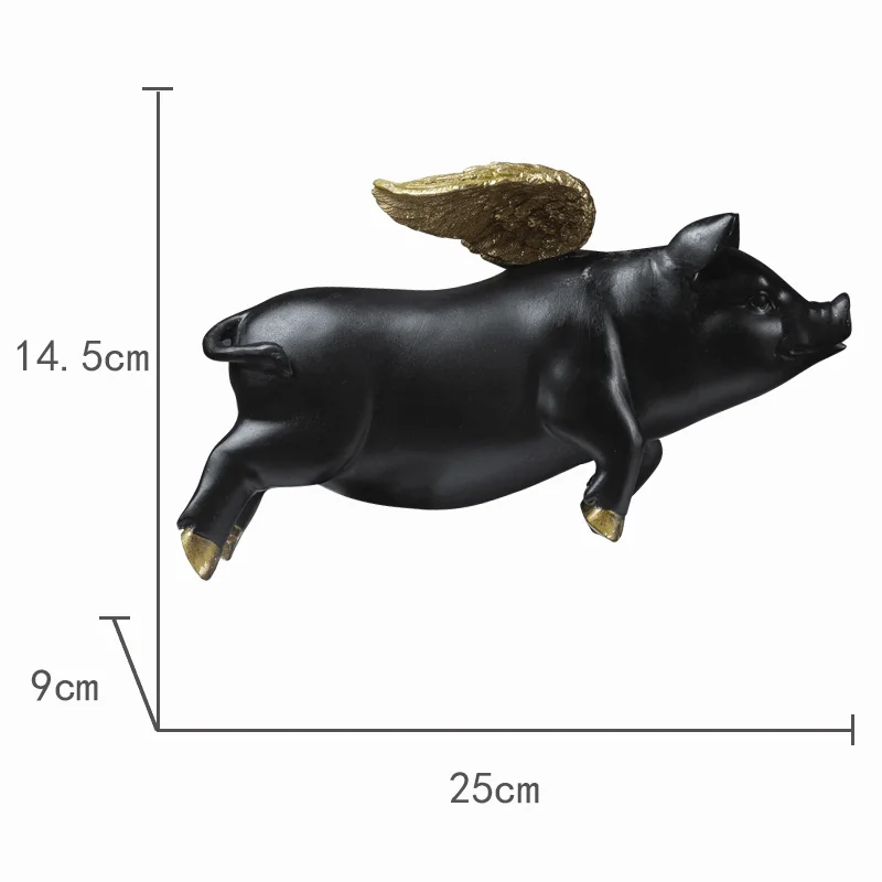 Decoration Art Custom 3D Polyresin Pig Angel Standing Figurine For Home Decor