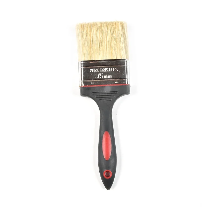 wholesale Paint Brush With long  Rubber Plastic handle white bristle filament