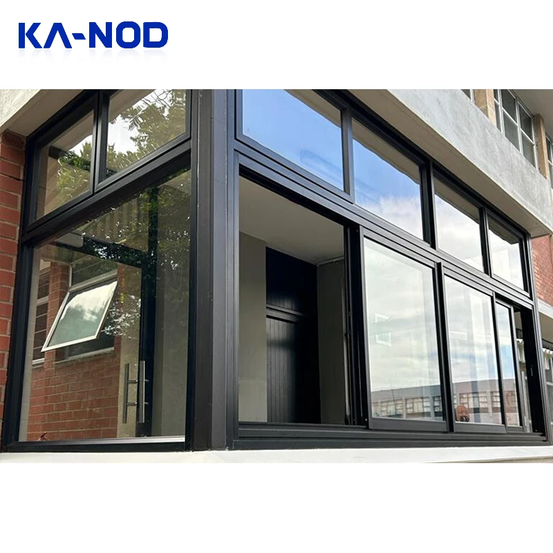 Residential Project Aluminum windows doors thermal break Low E Glass steel window design for sliding window