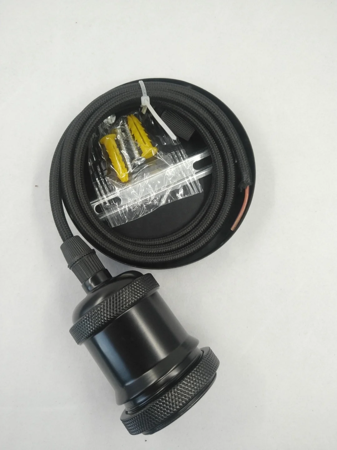 Vintage lamp holder fabric and hemp rope cables E27  lamp base holder