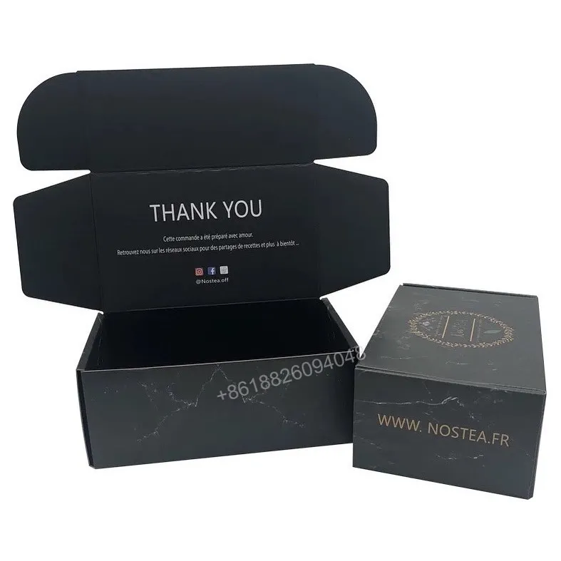 Custom Logo Black Silk Embroidered Fabrics Clothing Packaging Mailer Boxes