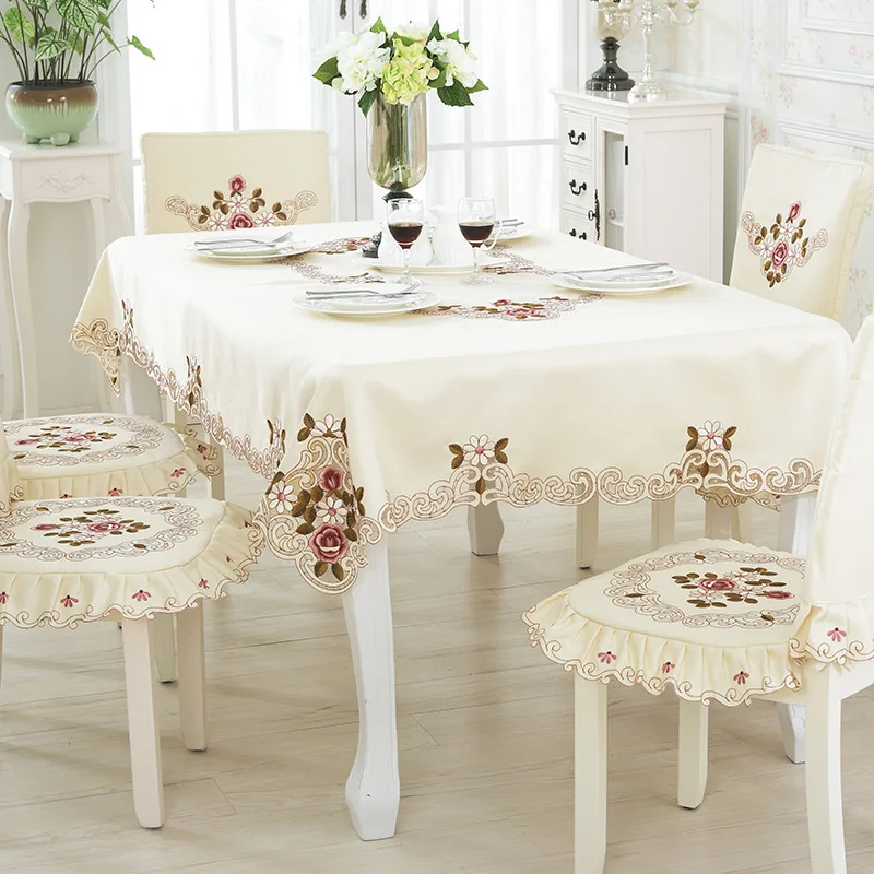 luxury rectangular floral embroidered wedding hotel restaurant party dinning lace polyester table cloth tablecloth