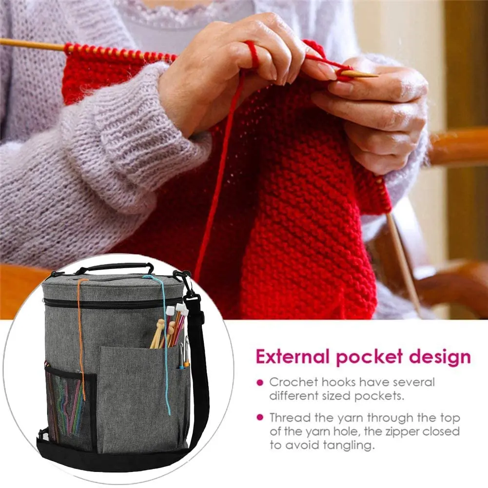 Yarn Bag Organiser on Wheels Rolling Knitting Bag with Trolley  Crochet Hooks Knitting Needles and Supplies