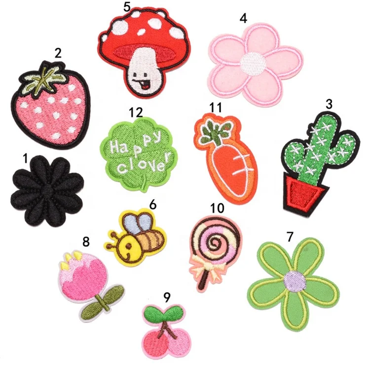 Fashion style lovely embroidered iron on flower plant patches for kid clothing decoration