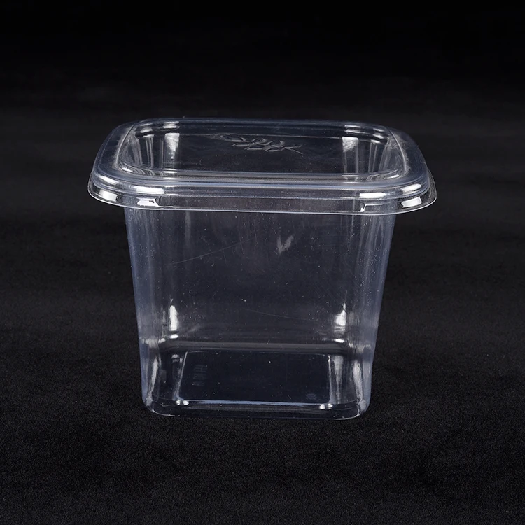Square Shape Custom 410Ml PP/PS Cups Disposable Transparent Food Grade Fruit Smoothie Pudding Cup With Lids