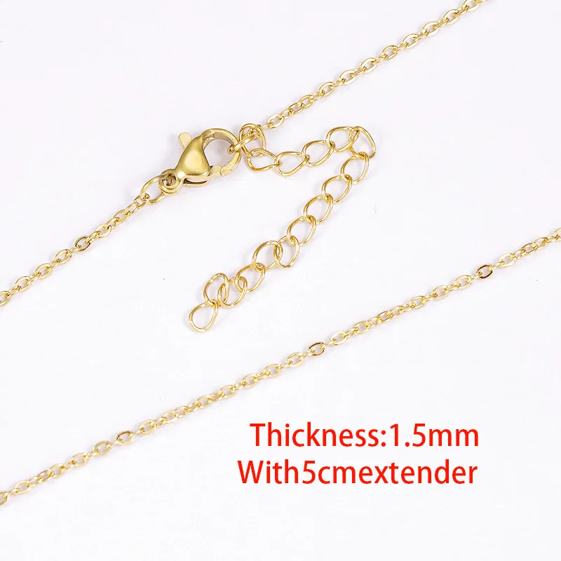 1mm 1.5mm 2mm 45cm Stainless Steel O Chain 18K Gold Vacuum Plated Non-fading DIY Chain Necklace
