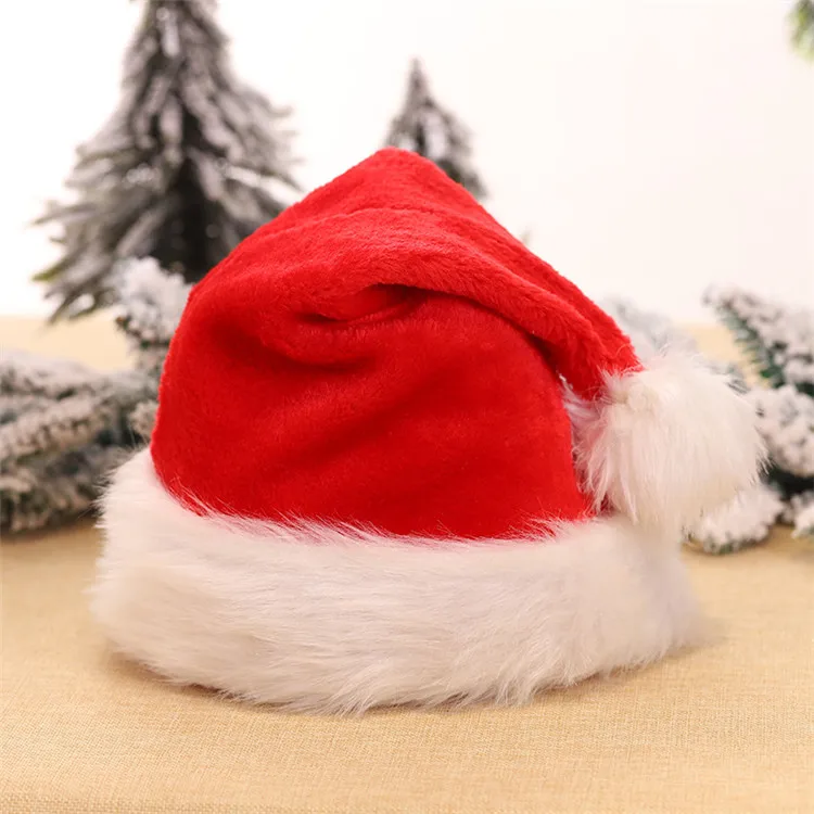 2020 factory outlet party cap christmas plush santa hat red merry christmas decoration hat