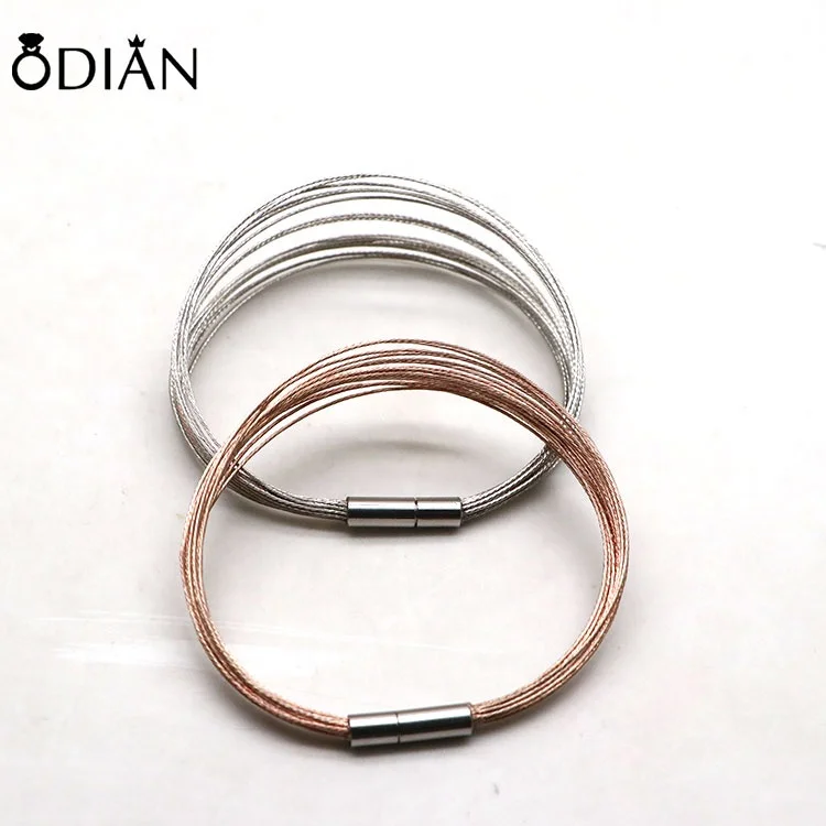 High quality 316L stainless steel cable bracelet twisted cable wire bracelet magnetic clasp