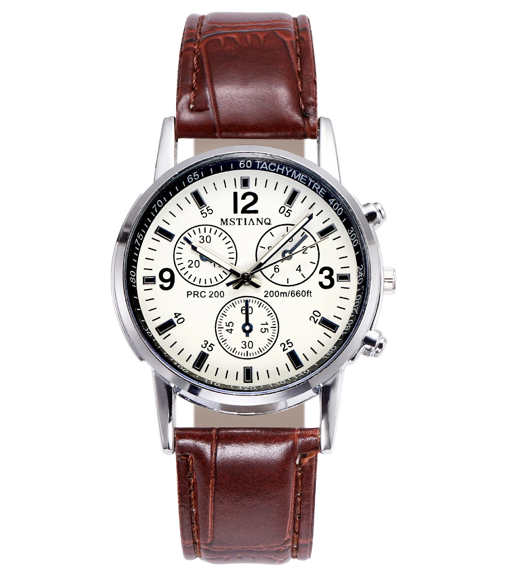 OEM Cheap wholesale Blue Ray Glass Fashion Leather Fashion  Quartz Watch Three-eye Six-pin  men watch logo