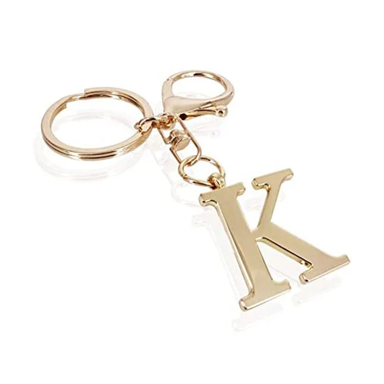 Custom Gold Letter A-Z Keychain For Women Men Purse Handbags Metal Alphabet Initial Brand Name Letter Key Ring Novelty-Keychain