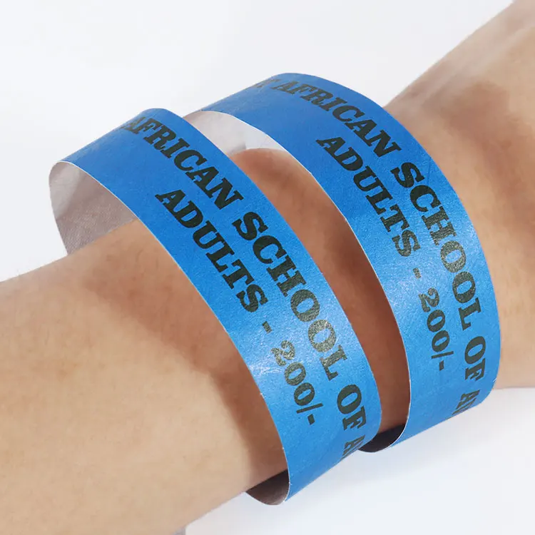 Cheap Custom Printed OEM Logo Colorful Blue Tyvek DuPont Paper Wristband Wrist Band Bracelet for Running Marathon Race