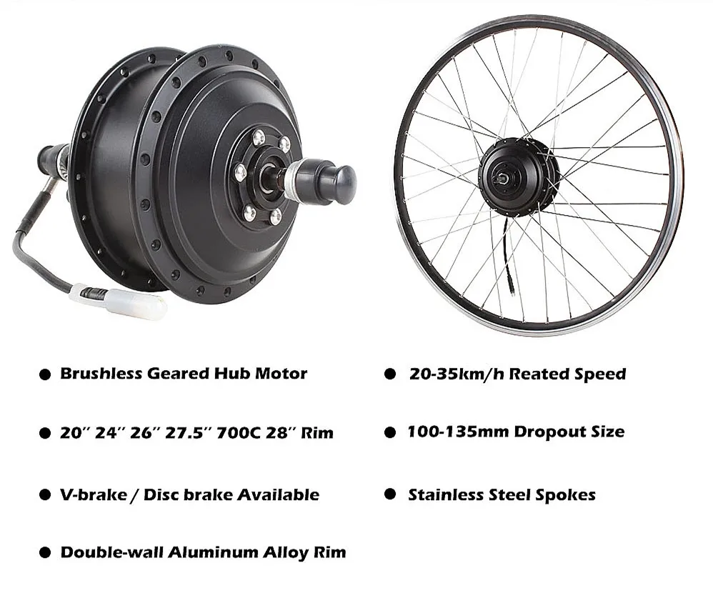 High Quality 250W/350W Electric Bicycle Front hub Motor Ebike Conversion Kits with Display