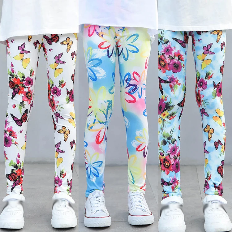 Kids Girls Tights Printed Leggings Breathable Soft Halloween Christmas Flower Butterfly Print Classic Baby Girl Leggings