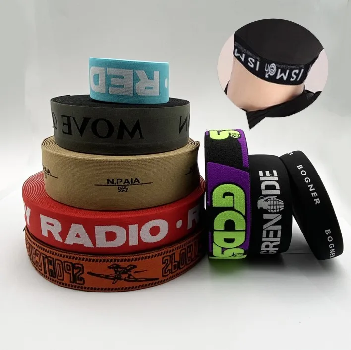 OEM Personal Customization Jacquard Elastic Band Stretchy Jacquard Webbing Woven Spandex Rubber Webbing For Men Boxers Underwear