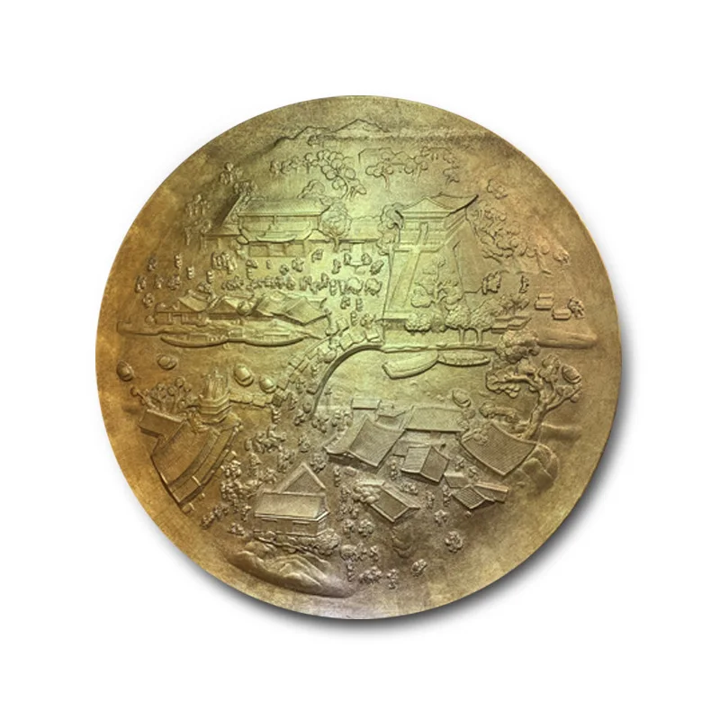 Домашний Декор деревянное спелеяние абстрактное здание художественное произведение ручной работы 3D текстура Золотая фольга картина резная настенная живопись