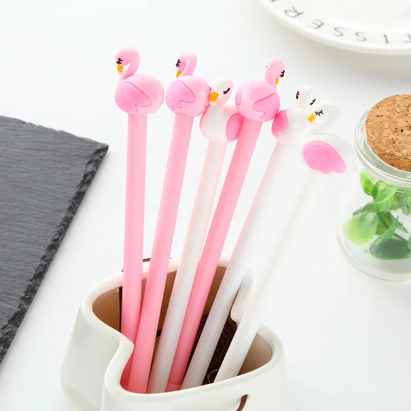 Promotion School Stationery Office Suppliers Ink Pen Cute Plastic Swan Unicorn Color Kawaii Gel Pen