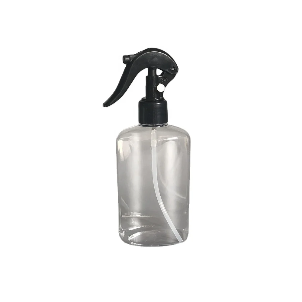 8oz Plastic Bottle Pet Reusable Water Spray Bottle with Black Trigger Sprayer for Hair Cleaning Solutions Gardening Plant