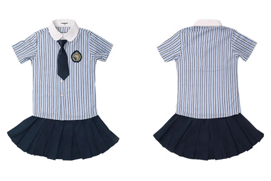 Summer New Short Sleeve School Uniforms 2020 Popular Customized for Children High Quality Short Sleeve Shirt Set Custom OEM ODM