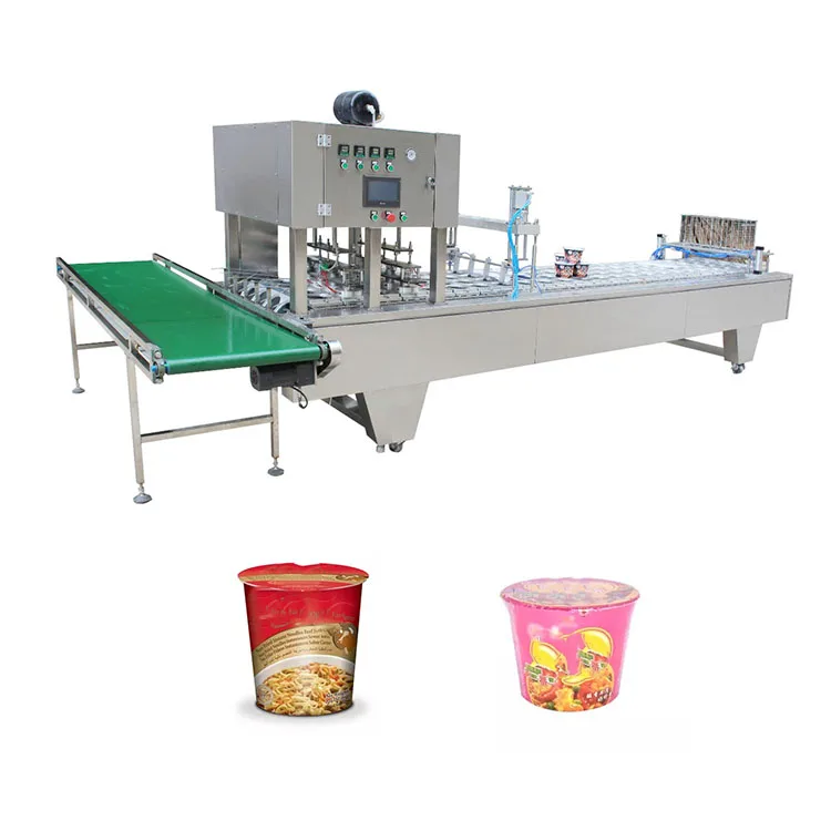 Automatic Disposable Plastic Paper Bowls Instant Noodle Butter Chocolate Yogurt Seafood Instant Soup Filling Sealing Machine