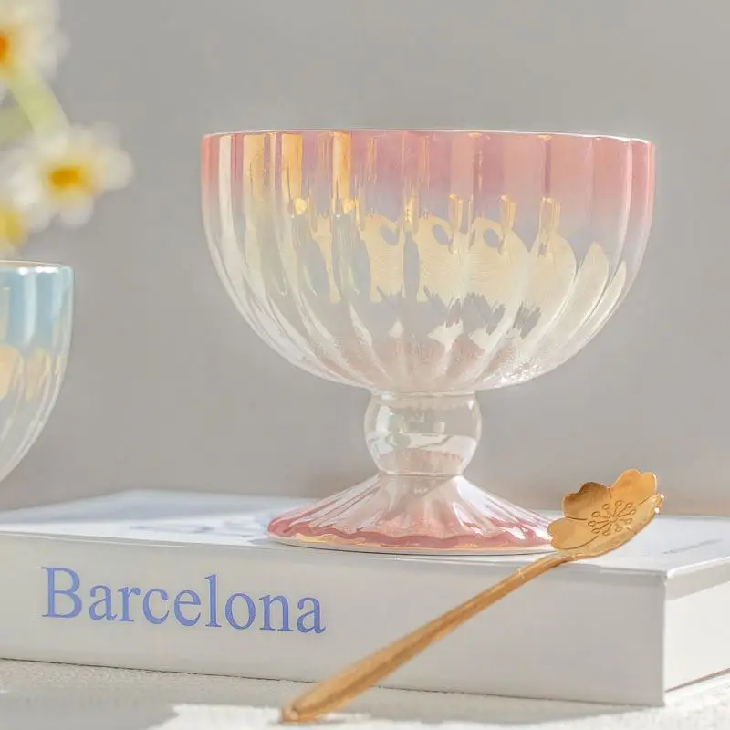 Alibaba Top Seller 2024 High-Value Home Spray Color Ice Cream Ceramic Coffee Mug Dessert Bowl Breakfast Cup Milk Tea Cups