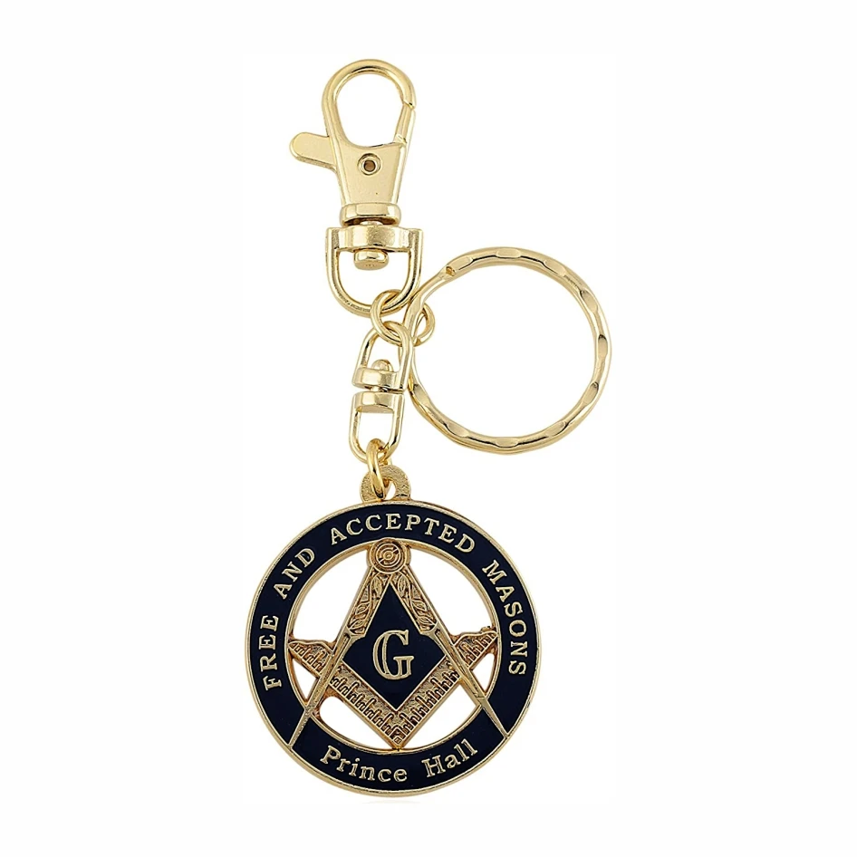 Hot Selling Metal Custom Free Design Accepted Masons Prince Hall Round Masonic Keychain