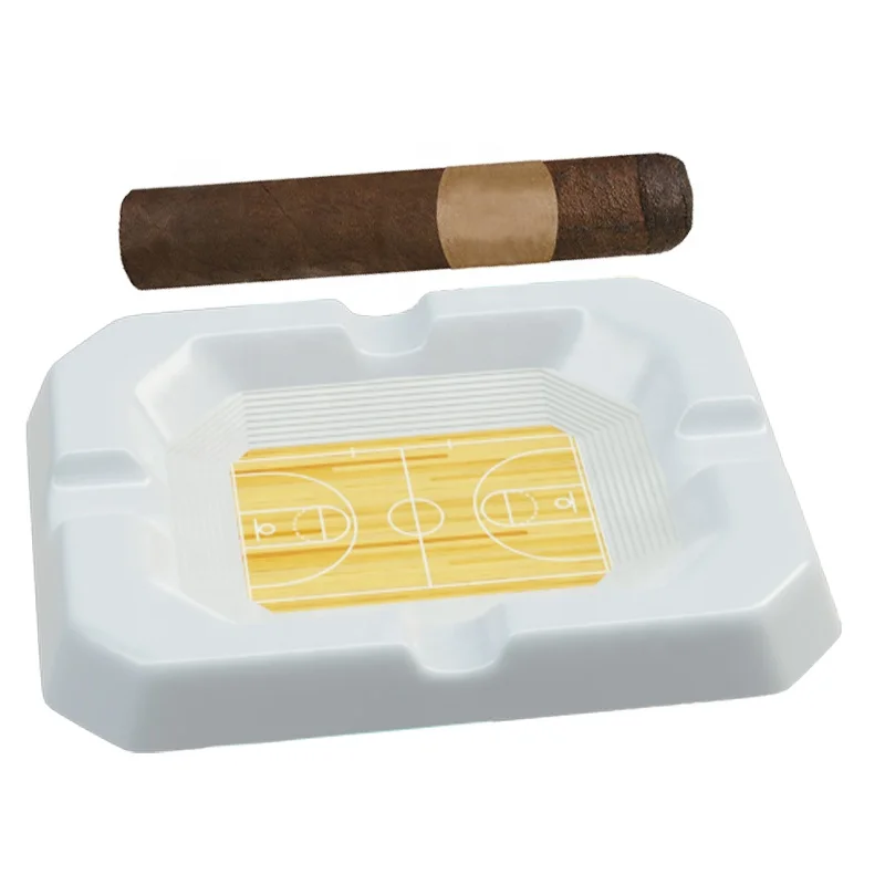 OEM Crafts Custom bulk order cool street style wooden floor indoor basketball arena gym stadium miniature ceramic cigar ashtray
